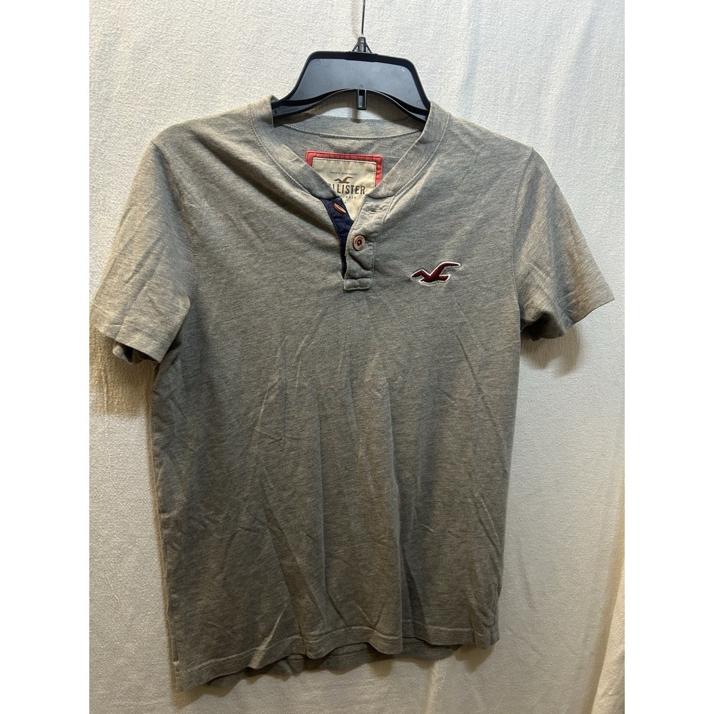 Hollister Mens Short Sleeve Quarter Button Shirt Size Small With Logo